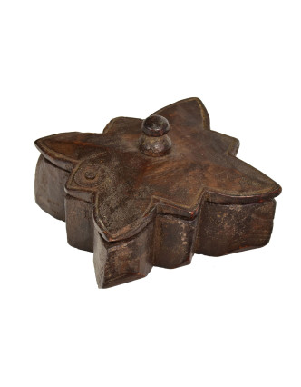 Krabička na tikov, antik, teakové drevo, ručne vyrezaná, 11x12x5cm