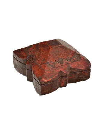 Krabička na tikov, antik, teakové drevo, ručne vyrezaná, 14x13x8cm