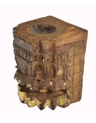 Antik svietnik z mangového dreva, 12x13x17cm