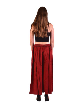 Dlhé thajskej nohavice, červené, pružný pás, výšivka