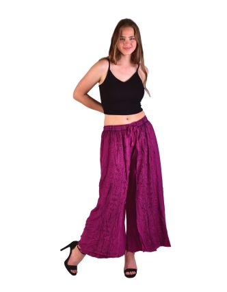 Dlhé thajské nohavice, ružové, pružný pás, výšivka
