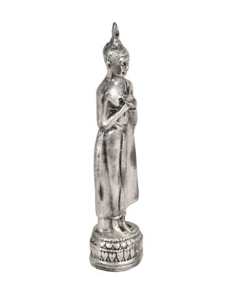 Narodeninový Budha, piatok, strieborná patina, 20cm