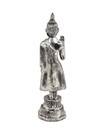 Narodeninový Budha, pondelok, živica, strieborná patina, 30cm