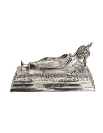 Narodeninový Budha, utorok, živica, strieborná patina, 30cm