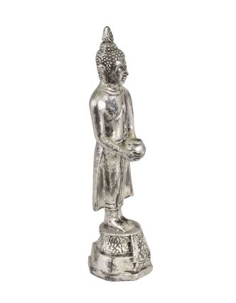 Narodeninový Budha, streda, živica, strieborná patina, 30cm