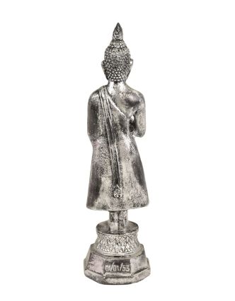 Narodeninový Budha, piatok, živica, strieborná patina, 30cm