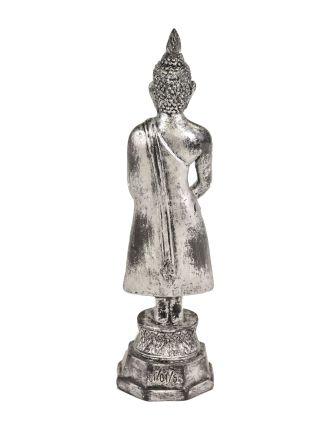 Narodeninový Budha, nedeľa, živica, strieborná patina, 30cm