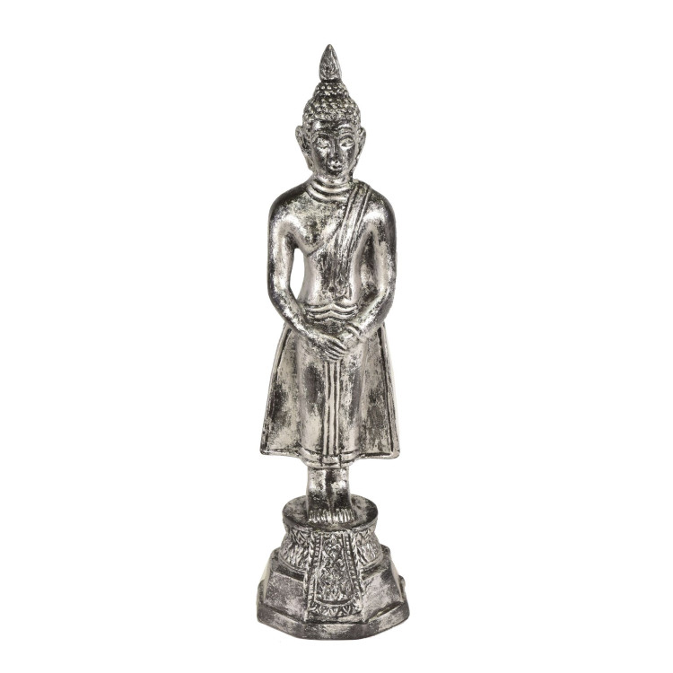Narodeninový Budha, nedeľa, živica, strieborná patina, 30cm
