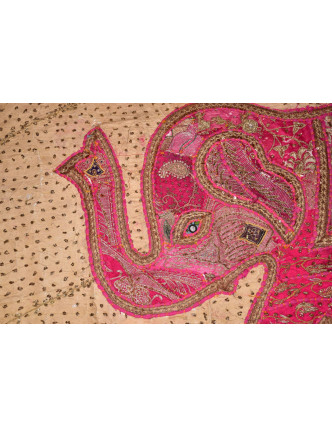 Patchworková tapisérie z Rajastan, ručné práce, slon, 151x106cm