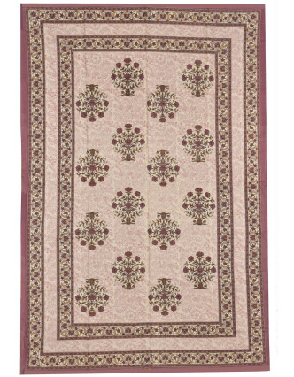 Prikrývka na posteľ s tradičným Indickým vzorom, hnedá, 210x146cm