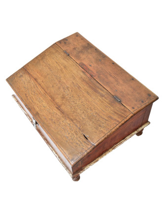 Starý Kupecký stolík z teakového dreva, 69x53x37cm