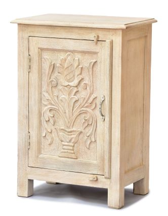 Nočný stolík z mangového dreva, ručne vyrezávaný, 54x33x74cm