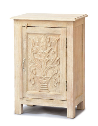 Nočný stolík vyrobený z mangového dreva, ručne vyrezávaný, 54x33x74cm