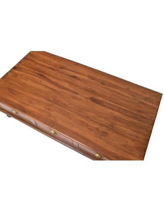 Konferenčný stolík so zásuvkami z teakového dreva, 147x77x45cm