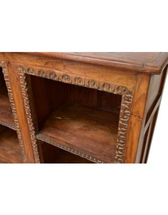 Knižnica z teakového dreva, tyrkysová patina, 111x41x122cm