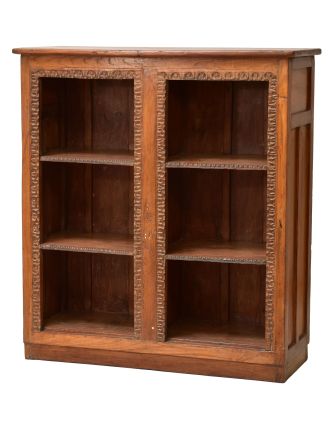Knižnica z teakového dreva, tyrkysová patina, 111x41x122cm