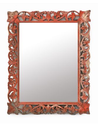 Zrkadlo v ráme z mangového dreva, ručne vyrezávané, 61x3x78cm