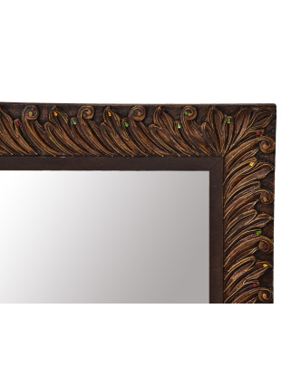 Zrkadlo v ráme z mangového dreva, ručne vyrezávané, 110x3x78cm