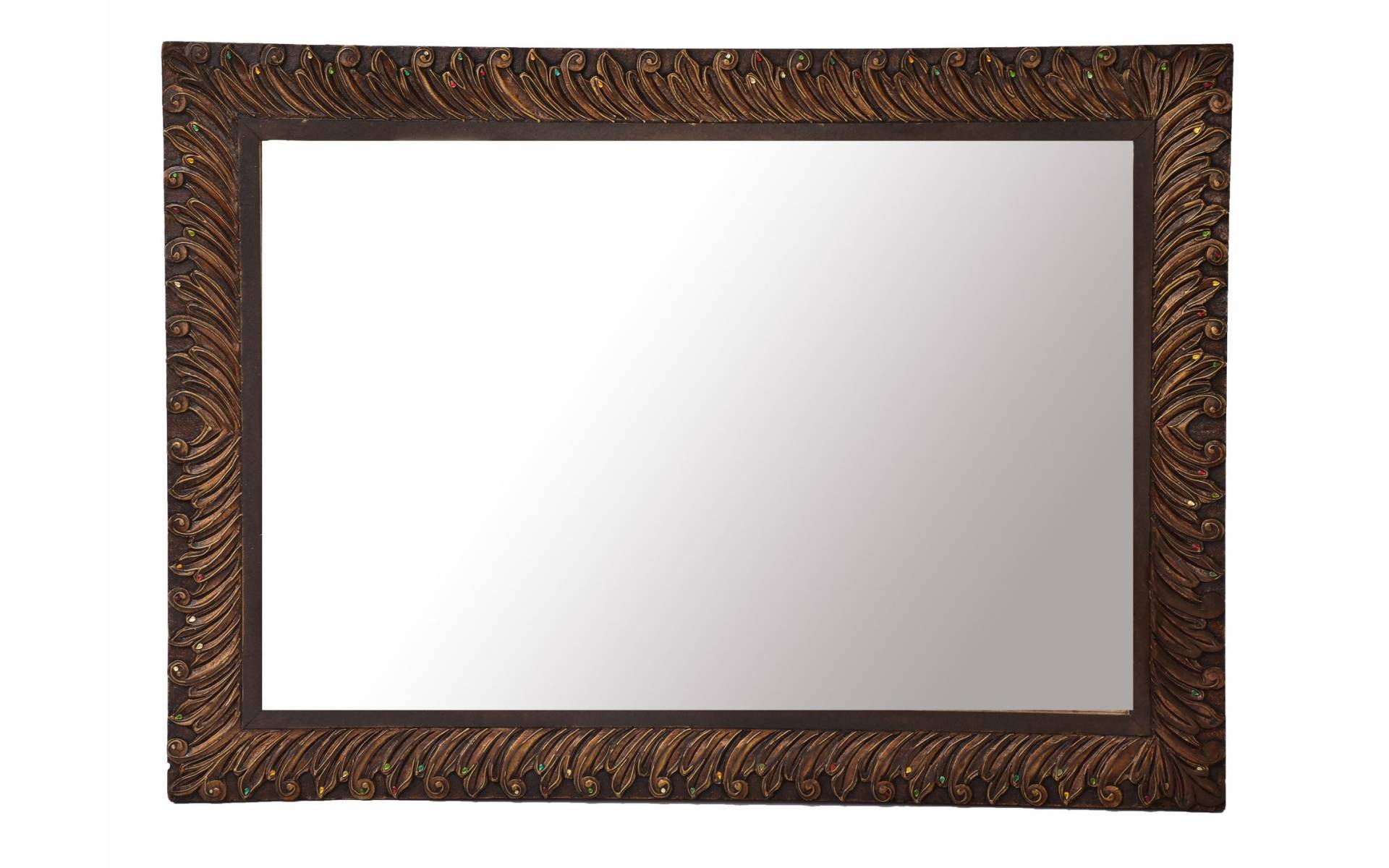 Zrkadlo v ráme z mangového dreva, ručne vyrezávané, 110x3x78cm