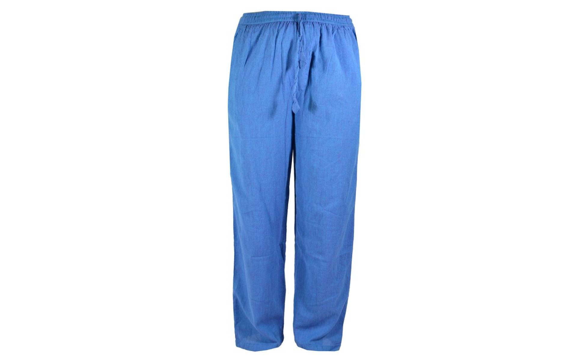 Unisex dlhé modré nohavice s vreckami, pružný pás
