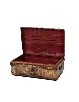 Plechový kufor, staré príručnú batožinu, 61x42x28cm