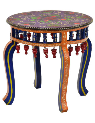 Čajový stolík z mangového dreva, ručne maľovaný, 50x50x45cm