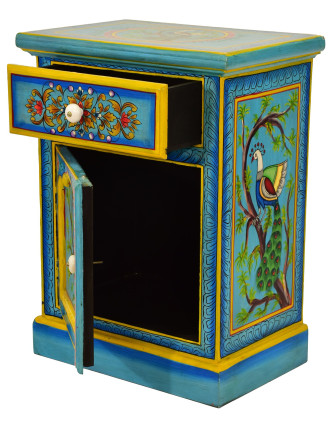 Nočný stolík vyrobený z mangového dreva, ručne maľovaný, 45x30x60cm