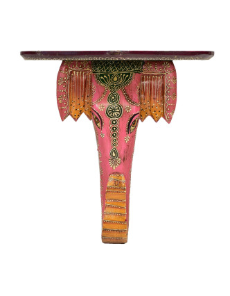 Polička sa slonie hlavou, ručne maľovaná, 38x20x39cm