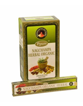 Vonné tyčinky, Nagchampa Herbal Organic, Ppure, 22cm, 15g