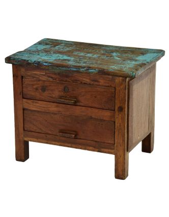 Nočný stolík so zásuvkami z teakového dreva, 45x29x36cm