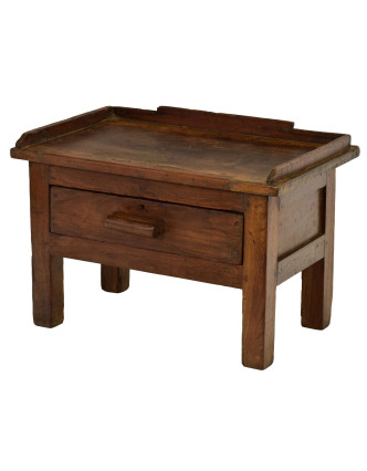 Starý Kupecký stolík z teakového dreva, 57x38x38cm