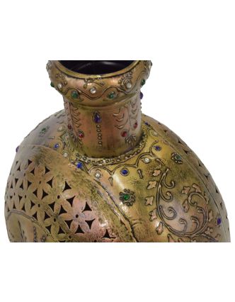 Kovová váza, ručne tepaná, mosadzná patina, 33x16x33cm