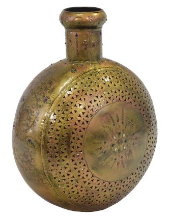 Kovová váza, ručne tepaná, mosadzná patina, 42x24x48cm