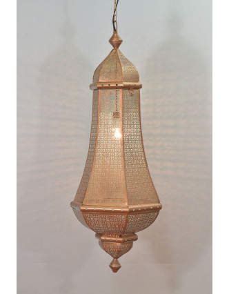 Kovová lampa v orientálnom štýle, medená, vnútri tyrkysová, 40x40x90cm