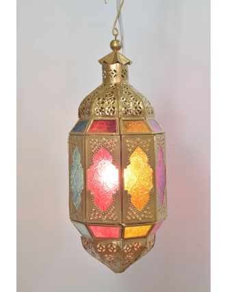 Arabská lampa, multifarebná, mosadz, ručné práce, cca 15x40cm