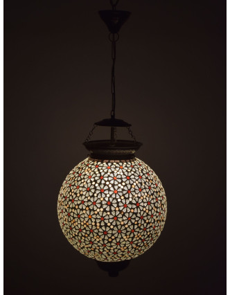 Okrúhla sklenená mozaiková lampa, ručné práce, 30x30x31cm