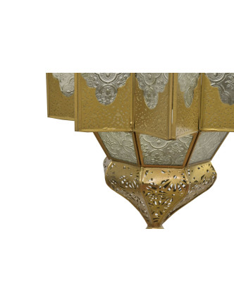 Lampa v orientálnom štýle, biele sklo, zlatý kov, 25x25x54cm