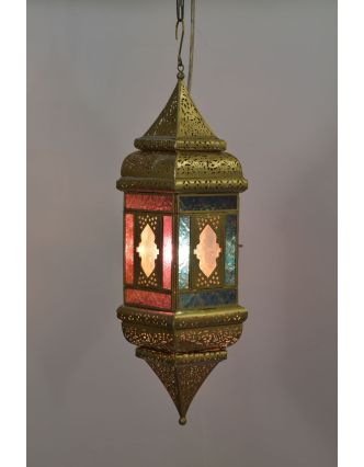 Arabská lampa, multifarebná, mosadz, sklo, ručné práce, 13x13x50cm