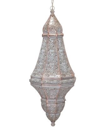 Kovová lampa v orientálnom štýle, biela, 37x37x85cm