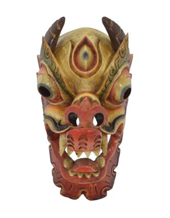 Drevená maska, Drak, farbený, 19x21x36cm