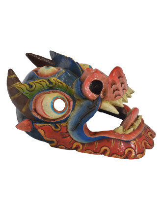 Drevená maska, Drak, farbený, 19x21x36cm