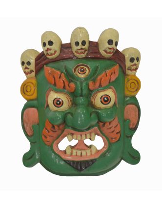 Drevená maska, "Bhairab", ručne vyrezávaná, 28x13x30cm