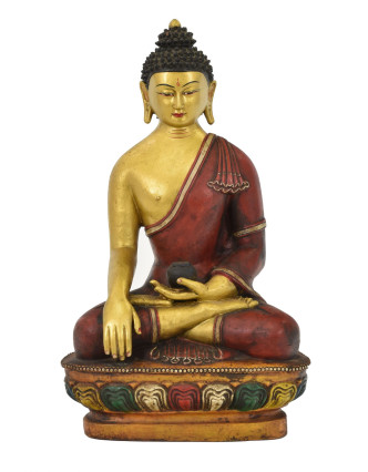 Budha Šákjamúni, keramická socha, ručne maľovaná, 28x18x44cm
