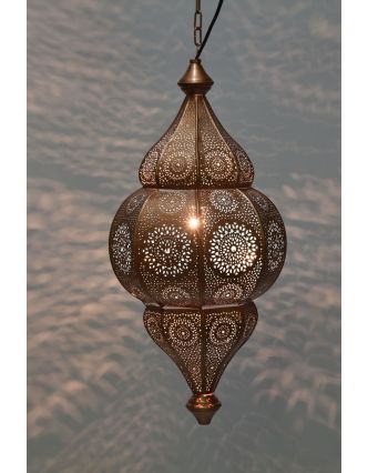 Kovová lampa v orientálnom štýle, medená farba, vnútri tyrkysová, 22x52cm