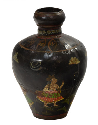 Kovová váza, ručne maľovaná, 28x28x17cm