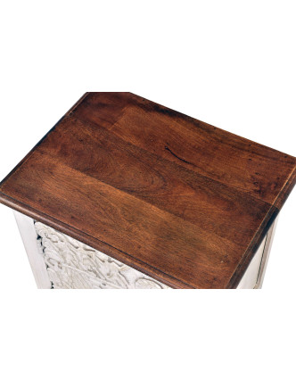 Nočný stolík z mangového dreva, biela patina, 50x38x59cm