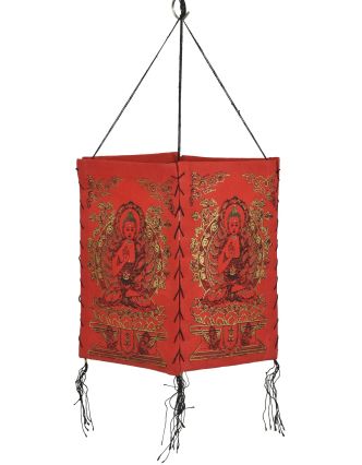 Tienidlo, štvorboké červené so zlato-čiernou potlačou Budhu, 18x25cm
