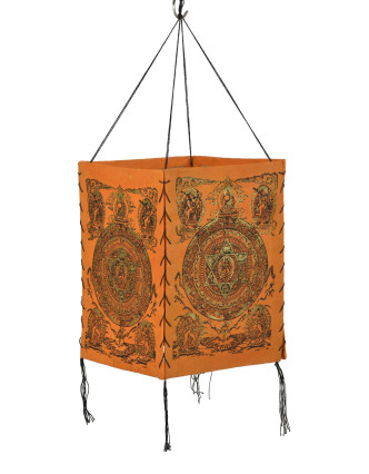 Tienidlo, štvorboké, oranžovej, zlatá tlač, Mandala, 18x25cm