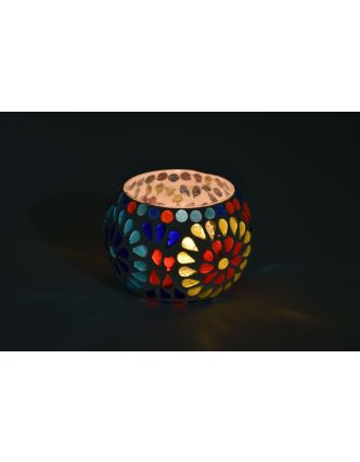 Lampička, sklenená mozaika, guľatá, priemer 9cm, výška 7cm