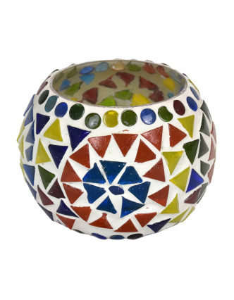 Lampička, sklenená mozaika, guľatá, priemer 9cm, výška 7cm